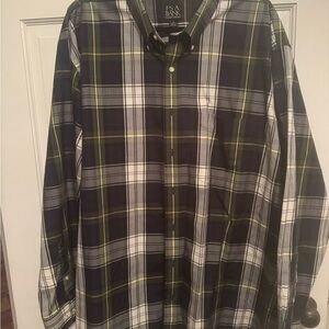 Jos. A. Bank Men's Casual Plaid Shirt - Navy and Green